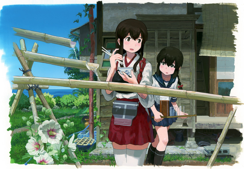akagi and isonami (kantai collection) drawn by shijukara_(great_tit)