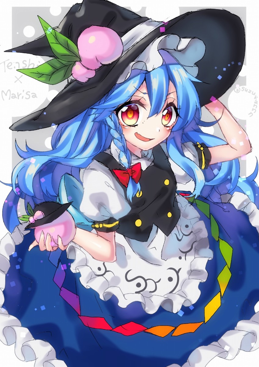 kirisame marisa and hinanawi tenshi (touhou) drawn by kyouda_suzuka