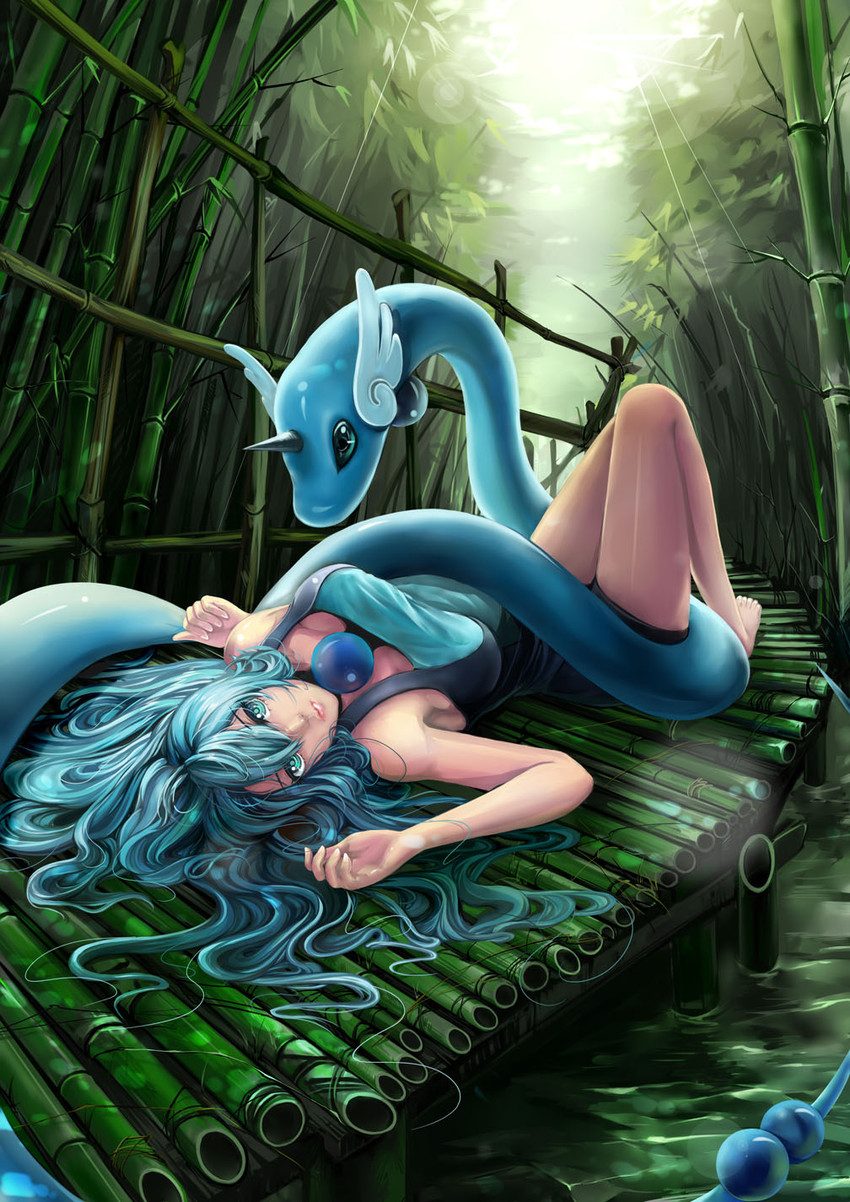 dragonair and clair (pokemon and 1 more) drawn by hongmao