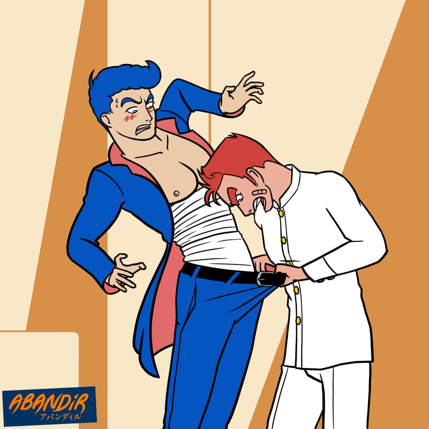 kunio-kun and riki (kunio-kun series) drawn by abandir