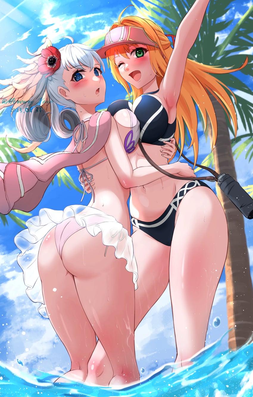 melia antiqua and fiora (xenoblade chronicles and 1 more) drawn by mercury_xeno