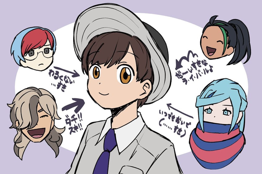 florian, nemona, grusha, arven, and penny (pokemon and 1 more) drawn by sousou_1019