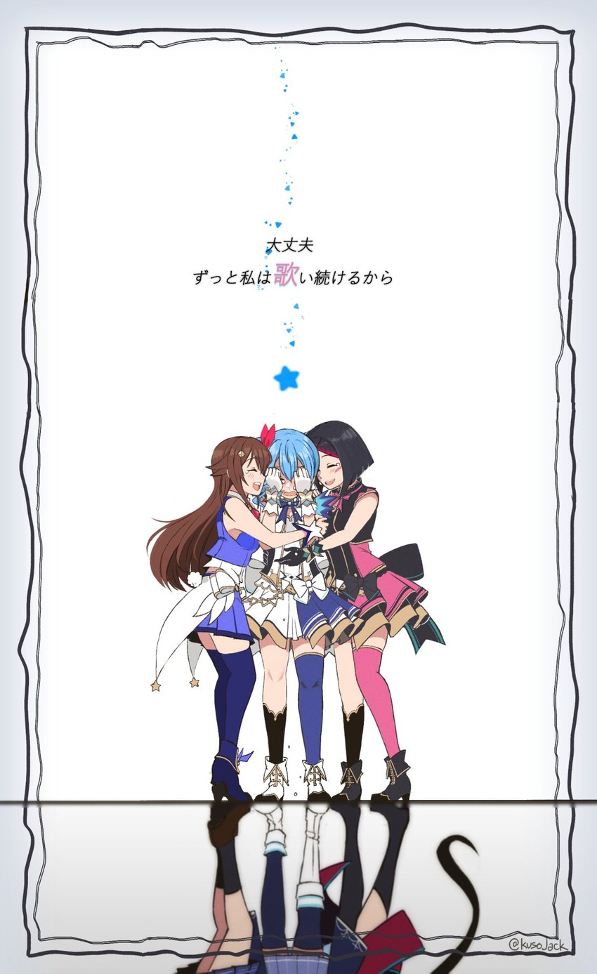 hoshimachi suisei, azki, and tokino sora (hololive) drawn by kj_(kusojack)