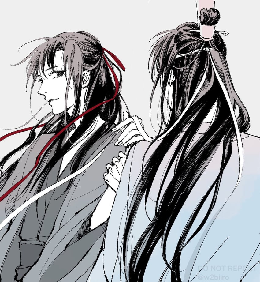 wei wuxian and lan wangji (modao zushi) drawn by w2biiro