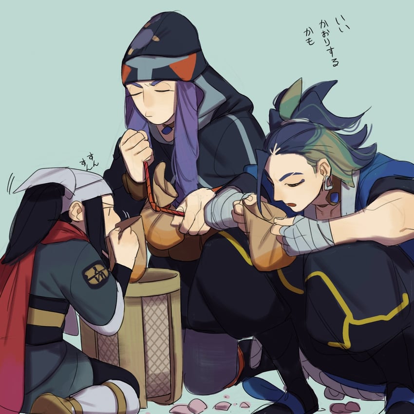 akari, adaman, and melli (pokemon and 1 more) drawn by knbn_0728
