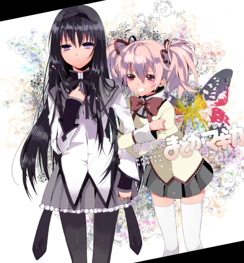 akemi homura and kaname madoka (mahou shoujo madoka magica) drawn by manyako_(mohumohu)