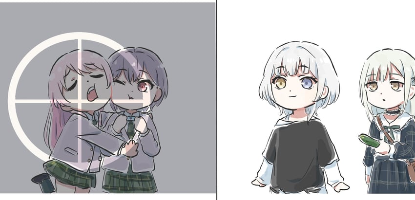 chihaya anon, wakaba mutsumi, takamatsu tomori, and kaname raana (bang dream! and 1 more) drawn by lyy