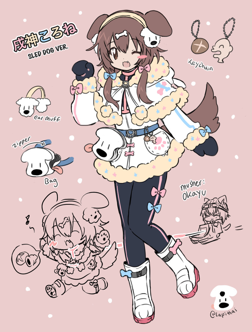nekomata okayu, inugami korone, listener, and hoso-inu (hololive) drawn by lapithai