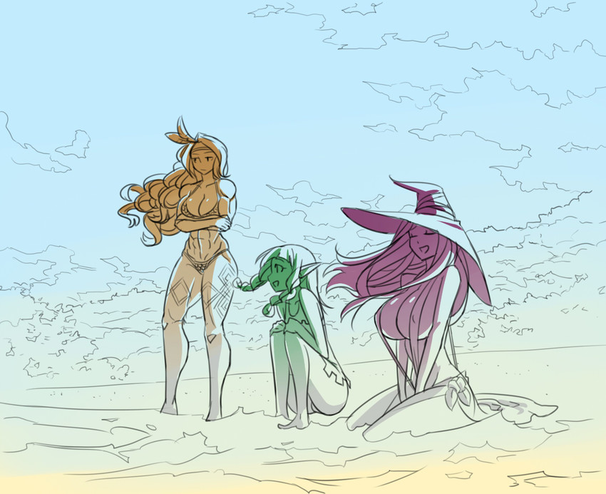 sorceress, amazon, and elf (dragon's crown and 1 more) drawn by matsu-sensei