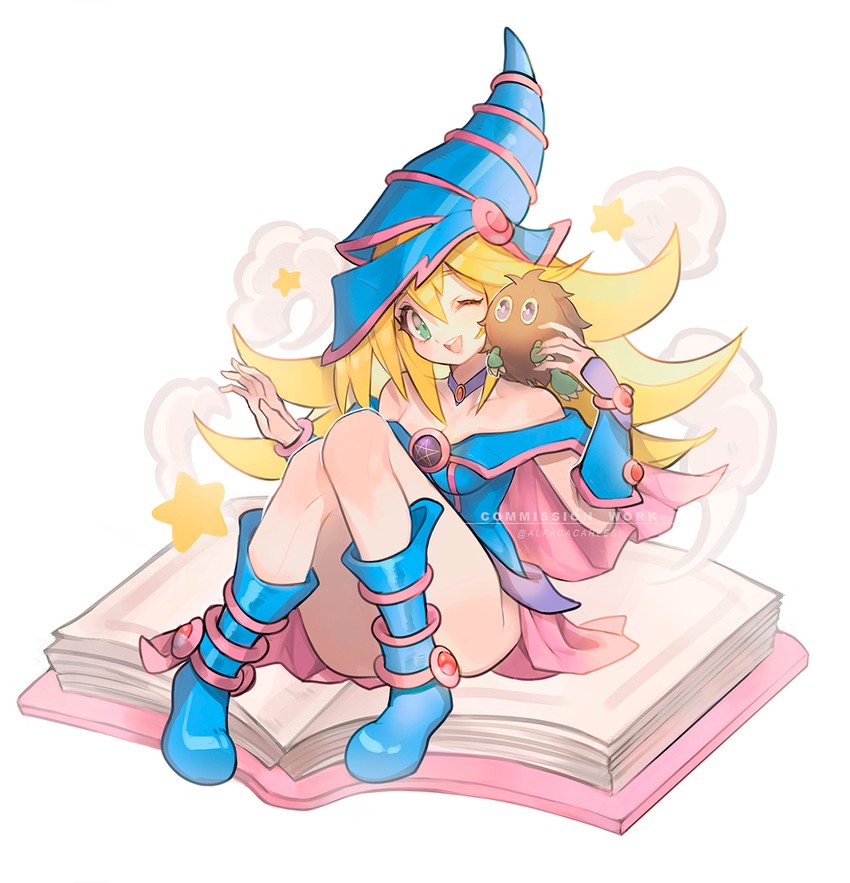 dark magician girl and kuriboh (yu-gi-oh!) drawn by alpaca_carlesi
