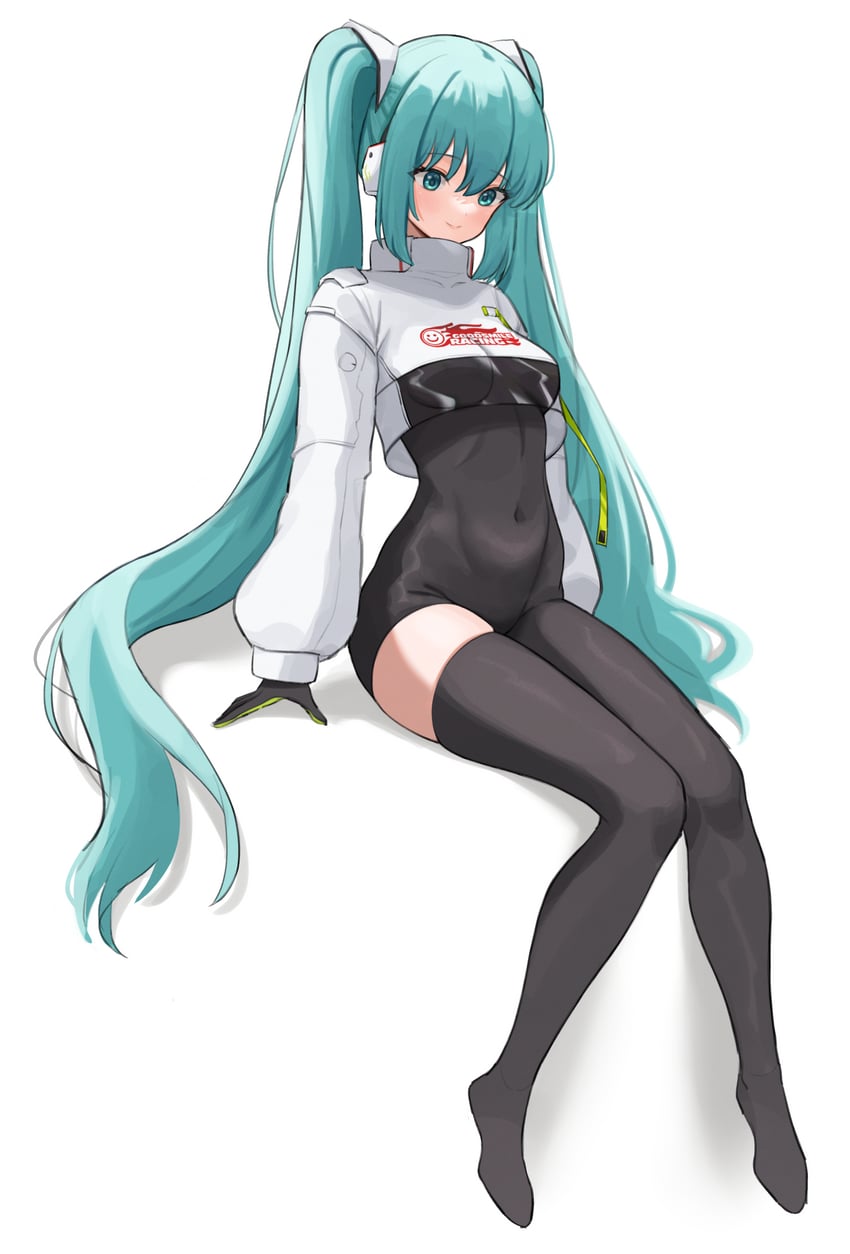 hatsune miku and racing miku (vocaloid and 1 more) drawn by erenav