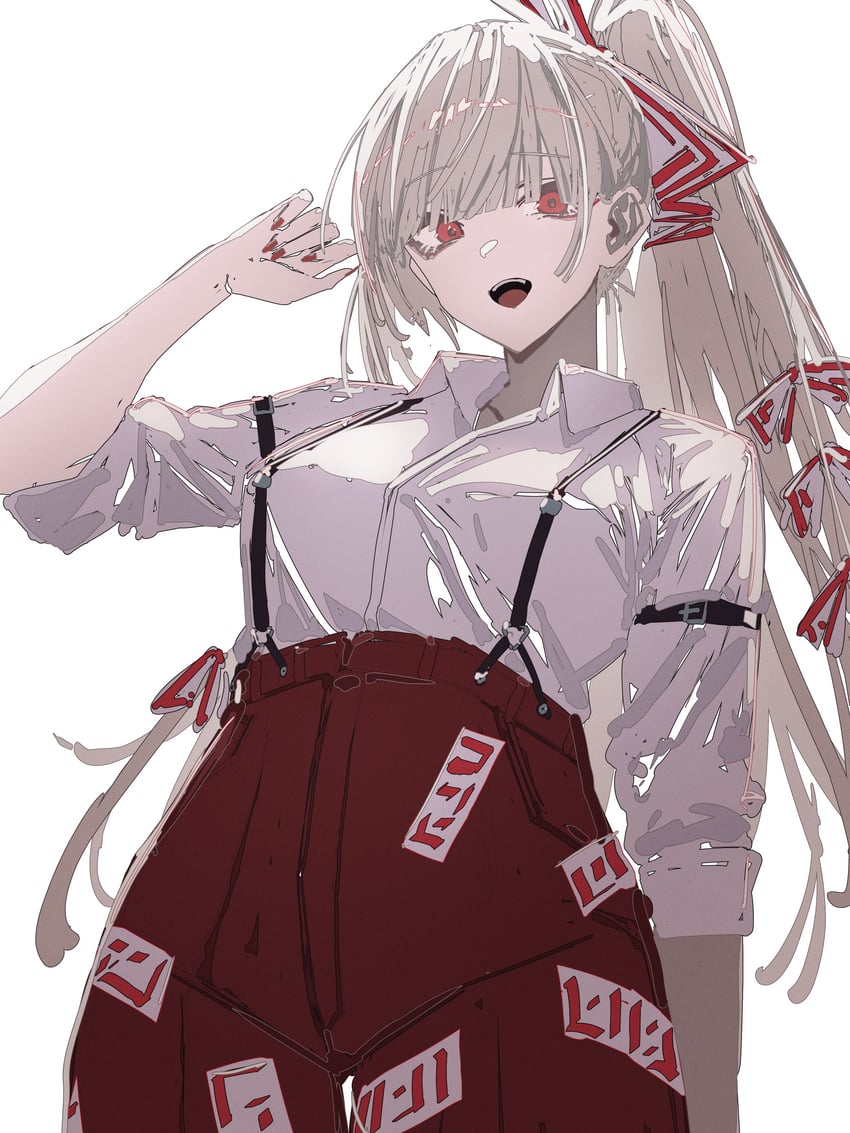 fujiwara no mokou (touhou and 1 more) drawn by vxdrq