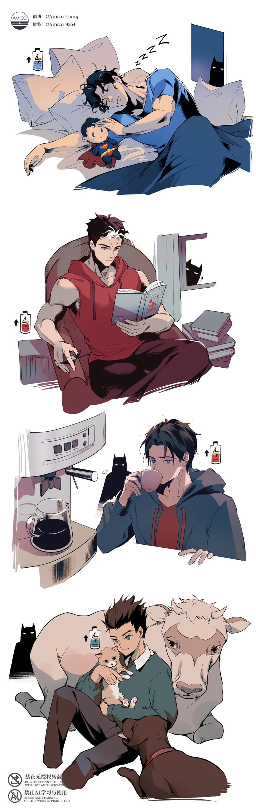 batman, robin, superman, dick grayson, jason todd, and 6 more (dc comics and 1 more) drawn by amico_(amicol)