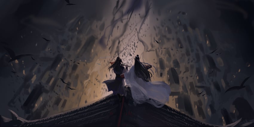 wei wuxian and lan wangji (modao zushi) drawn by xianduguaitan