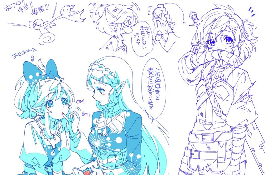 link and princess zelda (the legend of zelda and 1 more) drawn by shuri_(84k)