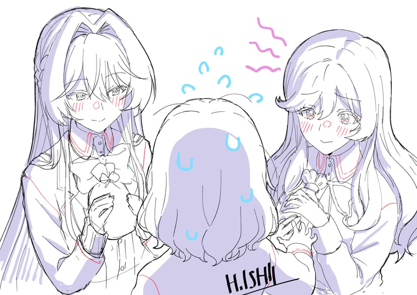 amaori renako, ouzuka mai, and sena ajisai (watashi ga koibito ni nareru wake naijan murimuri!) drawn by ishii_hisao