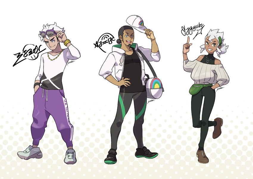 guzma, professor kukui, and professor burnet (pokemon and 1 more) drawn by kia_shie