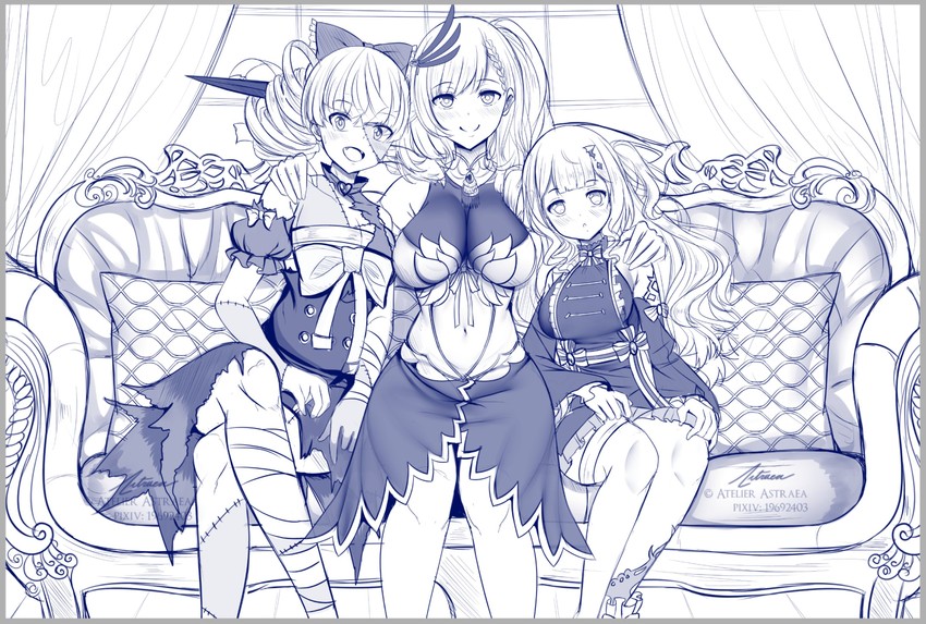 kureiji ollie, pavolia reine, and anya melfissa (hololive and 1 more) drawn by astraea_(atelierastraea)