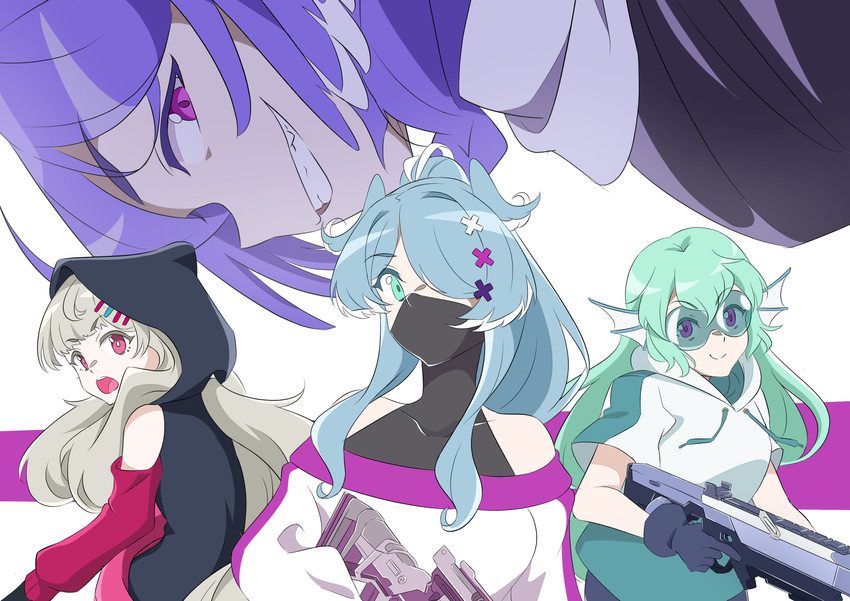 elira pendora, selen tatsuki, finana ryugu, and reimu endou (nijisanji and 2 more) drawn by magho