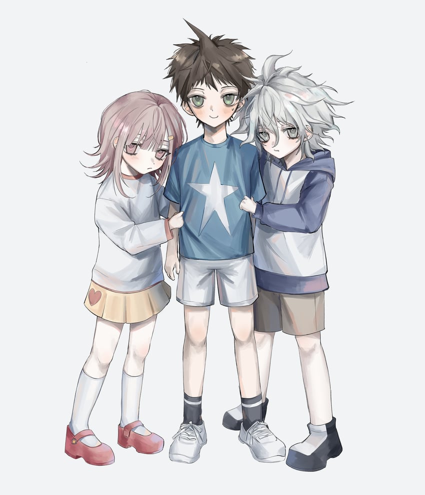 nanami chiaki, komaeda nagito, and hinata hajime (danganronpa and 1 more) drawn by wewxrp1