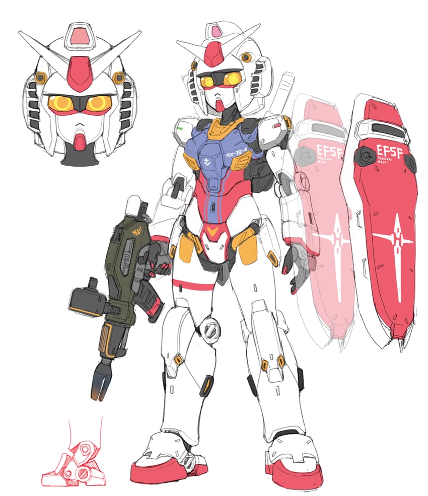 rx-78-2 gundam (original and 2 more) drawn by xiangzi_box