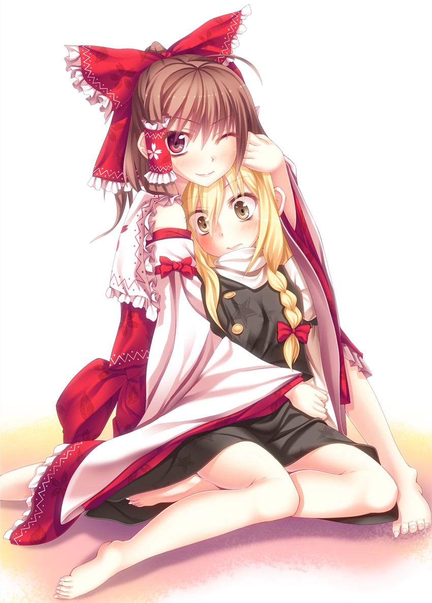 hakurei reimu and kirisame marisa (touhou) drawn by ina_(inadahime)