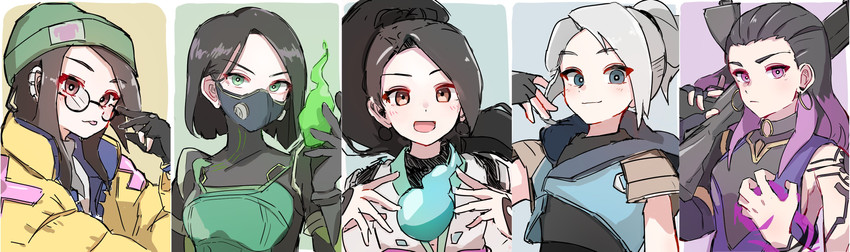 jett, viper, sage, killjoy, and reyna (valorant) drawn by 3wdog_s