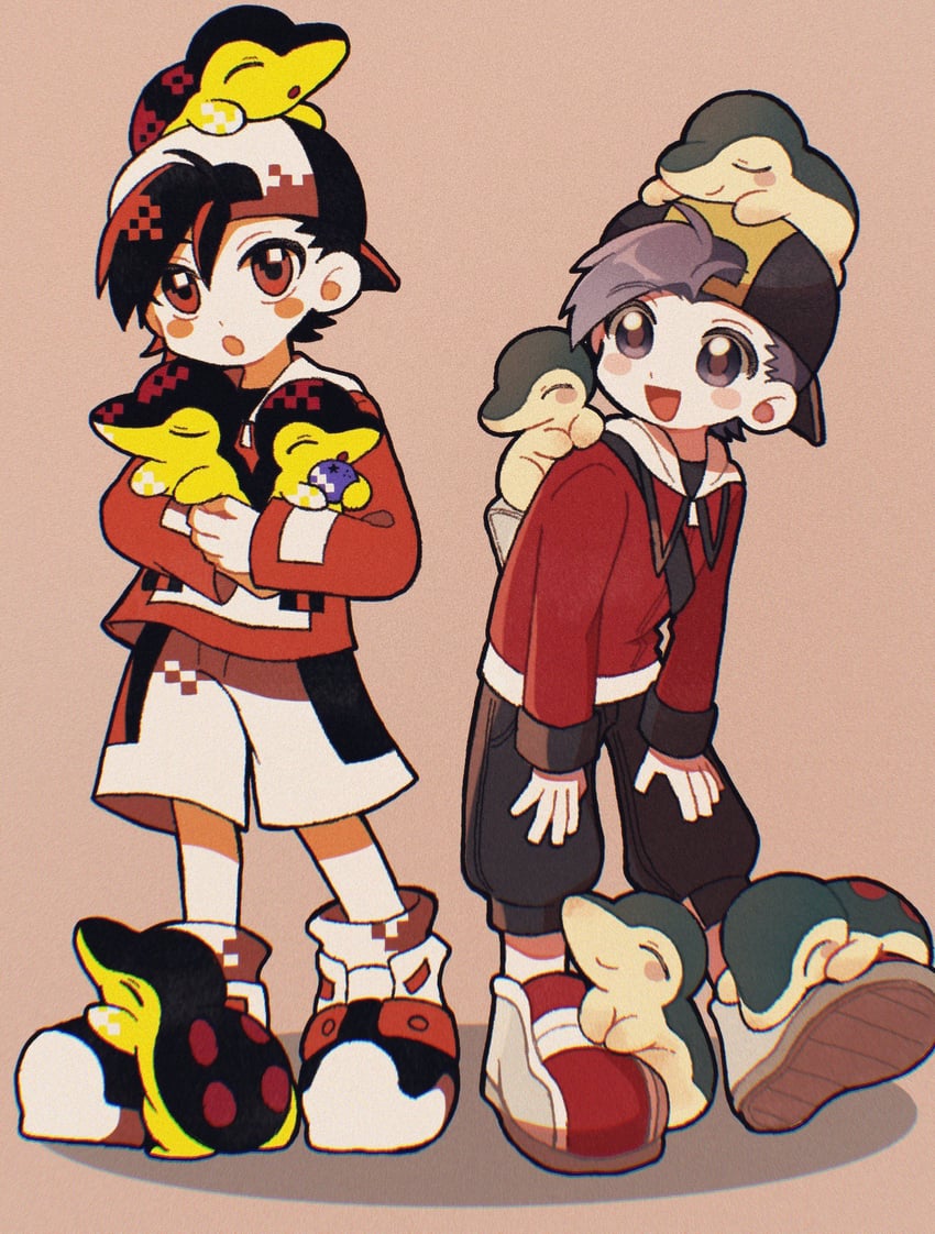 ethan and cyndaquil (pokemon and 2 more) drawn by mikakami1e
