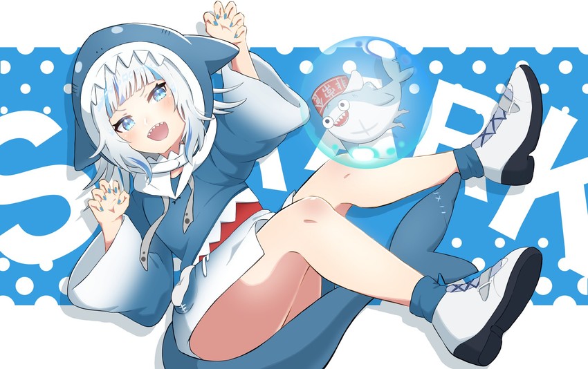 gawr gura and bloop (hololive and 1 more) drawn by tinaotd