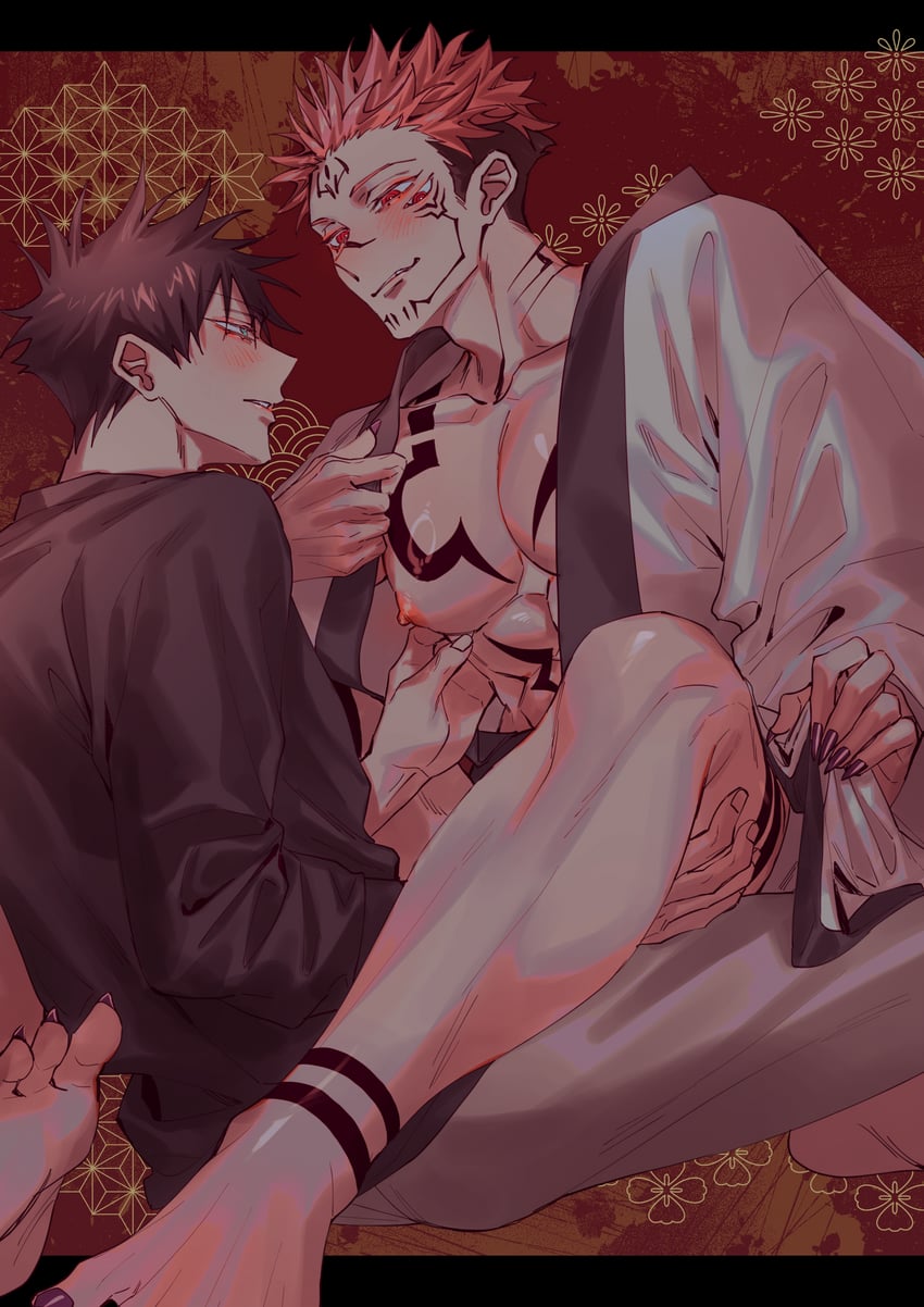 fushiguro megumi and ryoumen sukuna (jujutsu kaisen) drawn by azukiharuta_ju