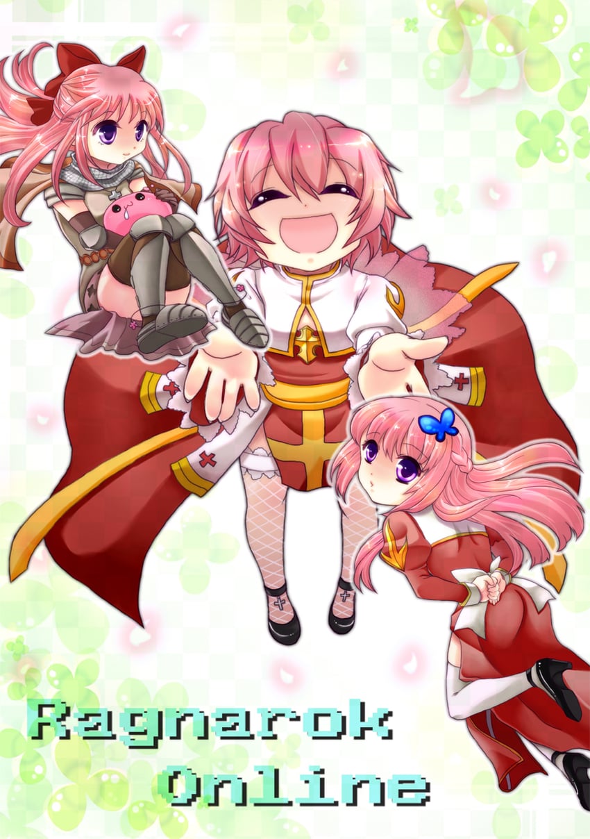 arch bishop, high priest, poring, and knight (ragnarok online) drawn by sasamuke_pika