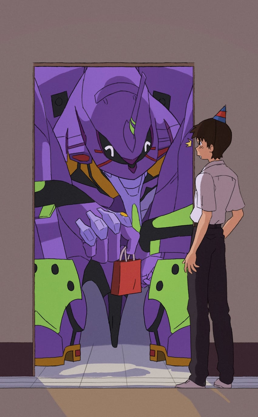 ikari shinji and eva 01 (neon genesis evangelion) drawn by chimeraenvy