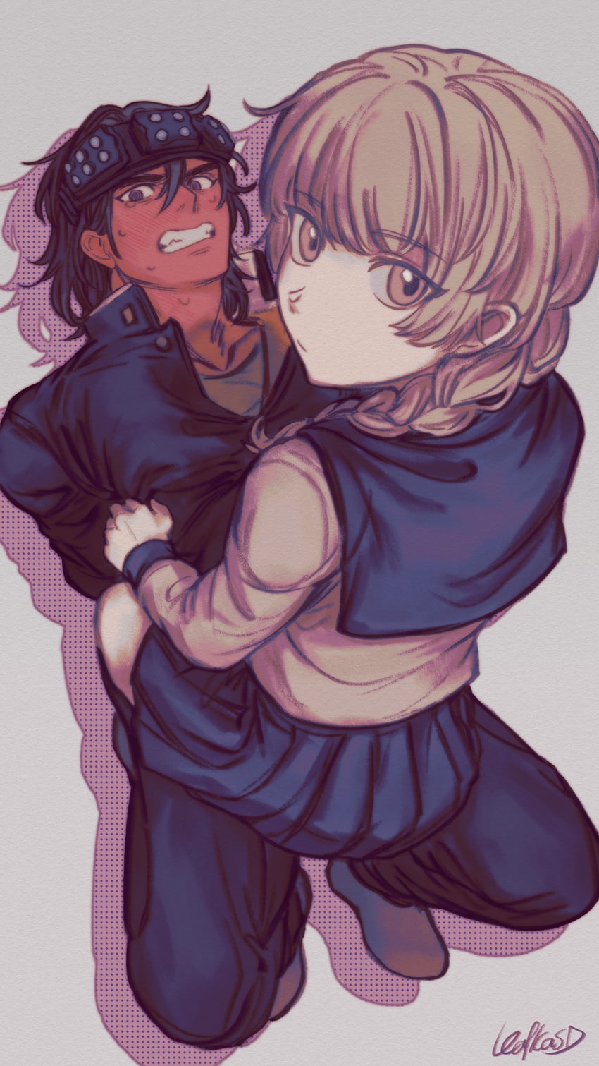 okino tsukasa and hijiyama takatoshi (juusan kihei bouei ken) drawn by sdkafka