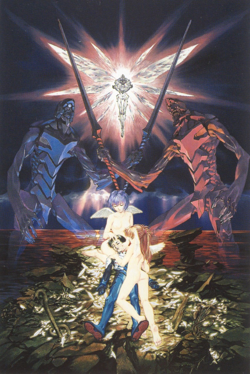 souryuu asuka langley, ayanami rei, ikari shinji, eva 02, eva 01, and 2 more (neon genesis evangelion)