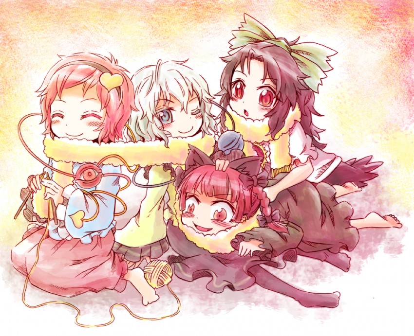 komeiji koishi, komeiji satori, kaenbyou rin, and reiuji utsuho (touhou) drawn by emu_(toran)