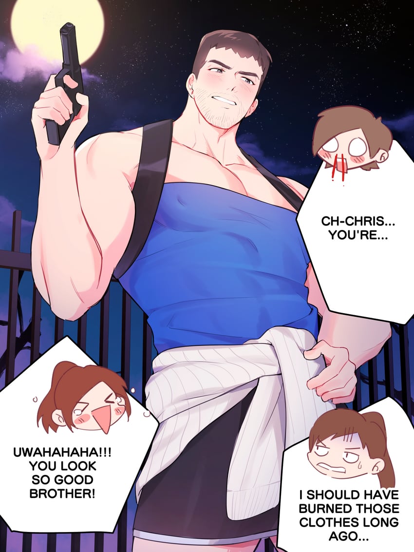 leon s. kennedy, jill valentine, chris redfield, and claire redfield (resident evil and 2 more) drawn by hirusuhi