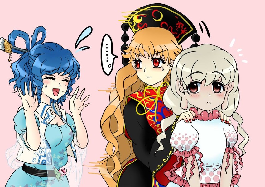 kaku seiga, junko, and ebisu eika (touhou) drawn by myouga_teien