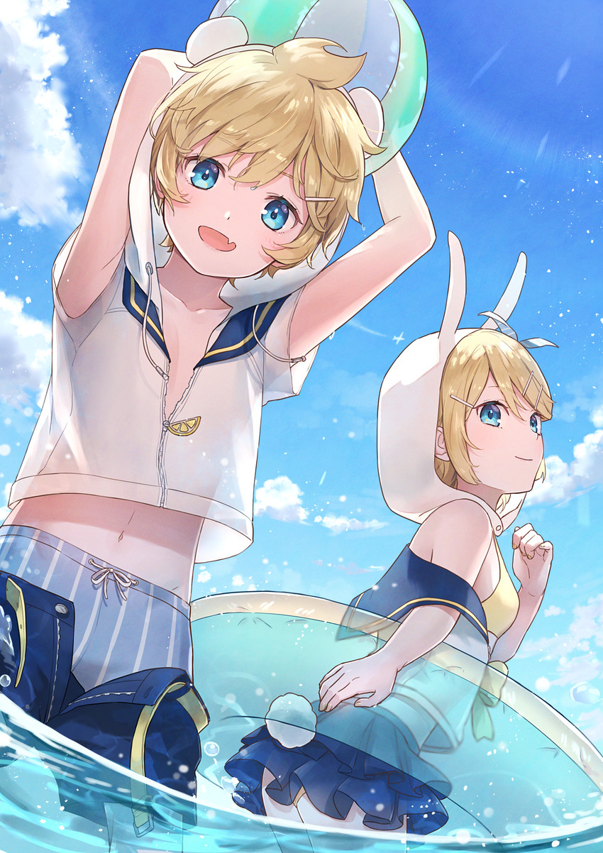 kagamine rin and kagamine len (vocaloid) drawn by ashika_(yftcc948)