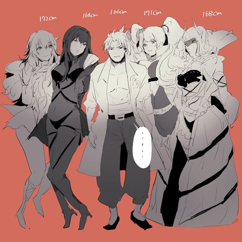 scathach, carmilla, anne bonny, li shuwen, and artemis (fate and 2 more) drawn by bamisaniio