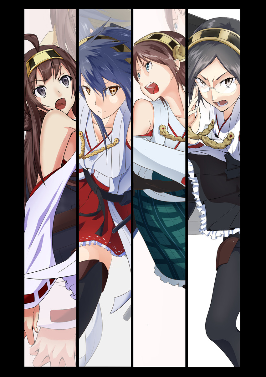 kongou, haruna, hiei, and kirishima (kantai collection) drawn by kaili