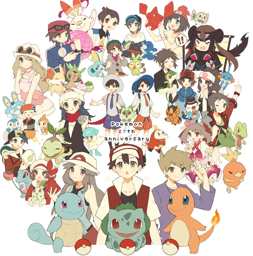 dawn, may, rosa, hilda, gloria, and 42 more (pokemon and 11 more) drawn by erua_(_8eru)