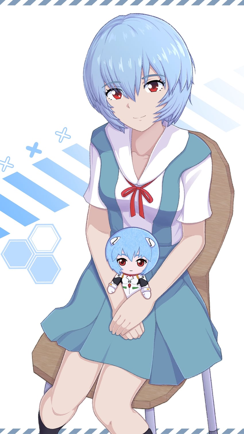 ayanami rei and rei chikita (neon genesis evangelion) drawn by hashslashh