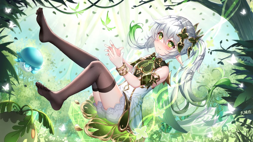 nahida, slime, and fungi (genshin impact) drawn by dahe_zhuang_(yishi_fanhua)