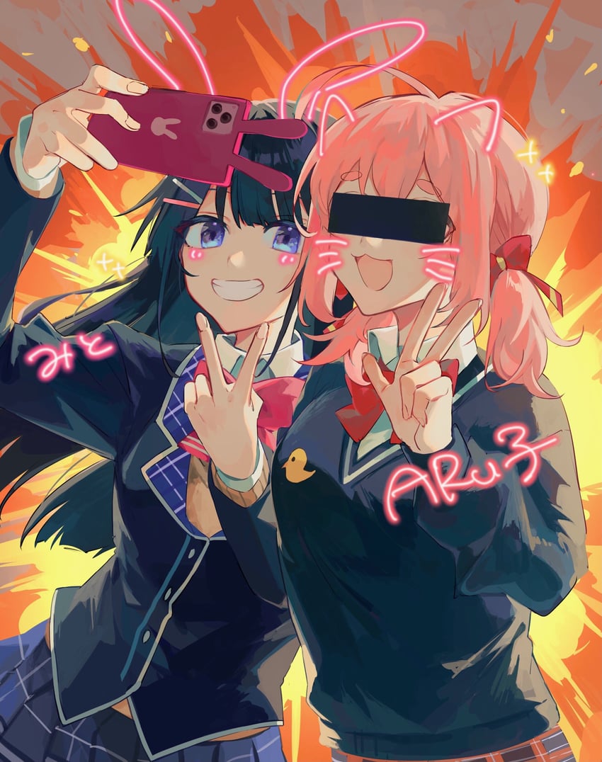 tsukino mito and aruko okara (nijisanji and 2 more) drawn by yanfei_u