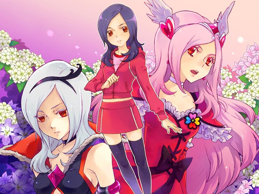 higashi setsuna, eas, and cure passion (precure and 1 more) drawn by saikachi_(ogre_tree)