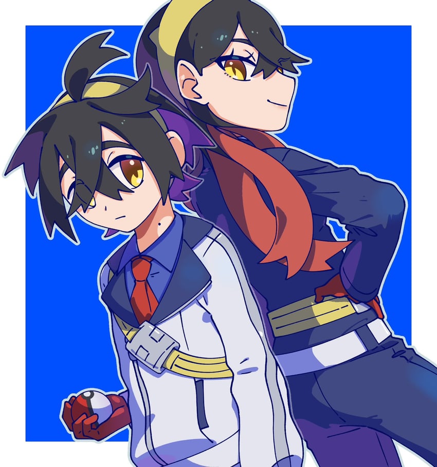 kieran and carmine (pokemon and 1 more) drawn by omochi_(omotimotittona3)
