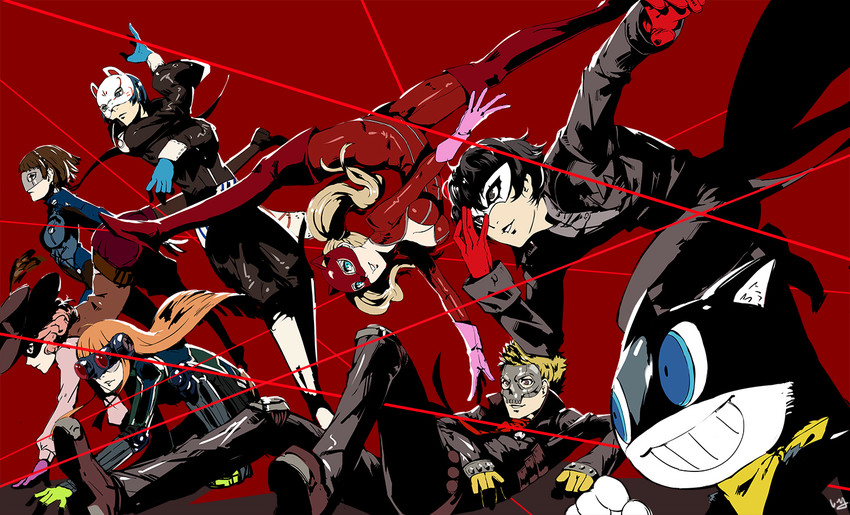amamiya ren, takamaki anne, sakura futaba, niijima makoto, okumura haru, and 10 more (persona and 1 more) drawn by club3