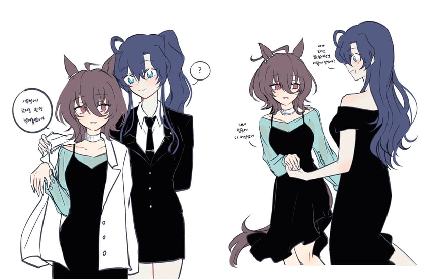 trainer, agnes tachyon, female trainer, and moromizato sana (umamusume) drawn by tachytaku