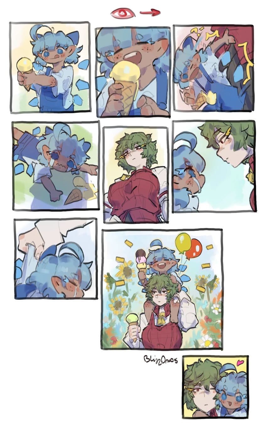 cirno, kazami yuuka, and tanned cirno (touhou) drawn by blizzomos