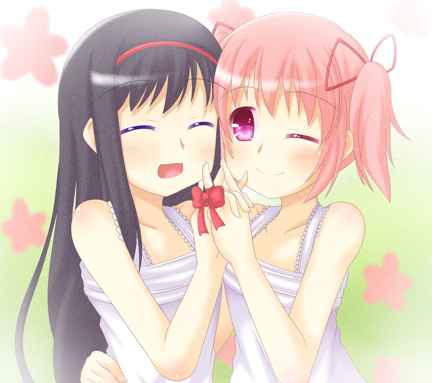 akemi homura and kaname madoka (mahou shoujo madoka magica) drawn by anri-agnes